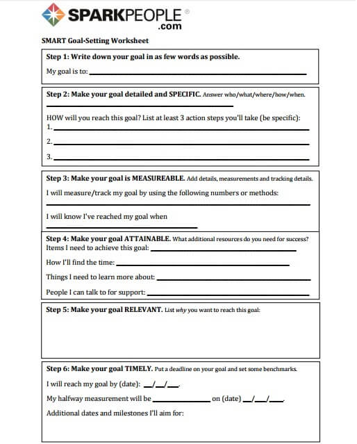 tony robbins goal setting template